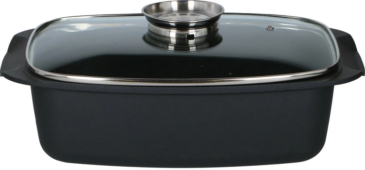 Alpina - Braadslede - Braadpan - Met Glazen Deksel - Aromaknop - 5,5 Liter - Zwart 19 Alpina - Braadslede - Braadpan - Met Glazen Deksel - Aromaknop - 5,5 Liter - Zwart - Afbeelding 17