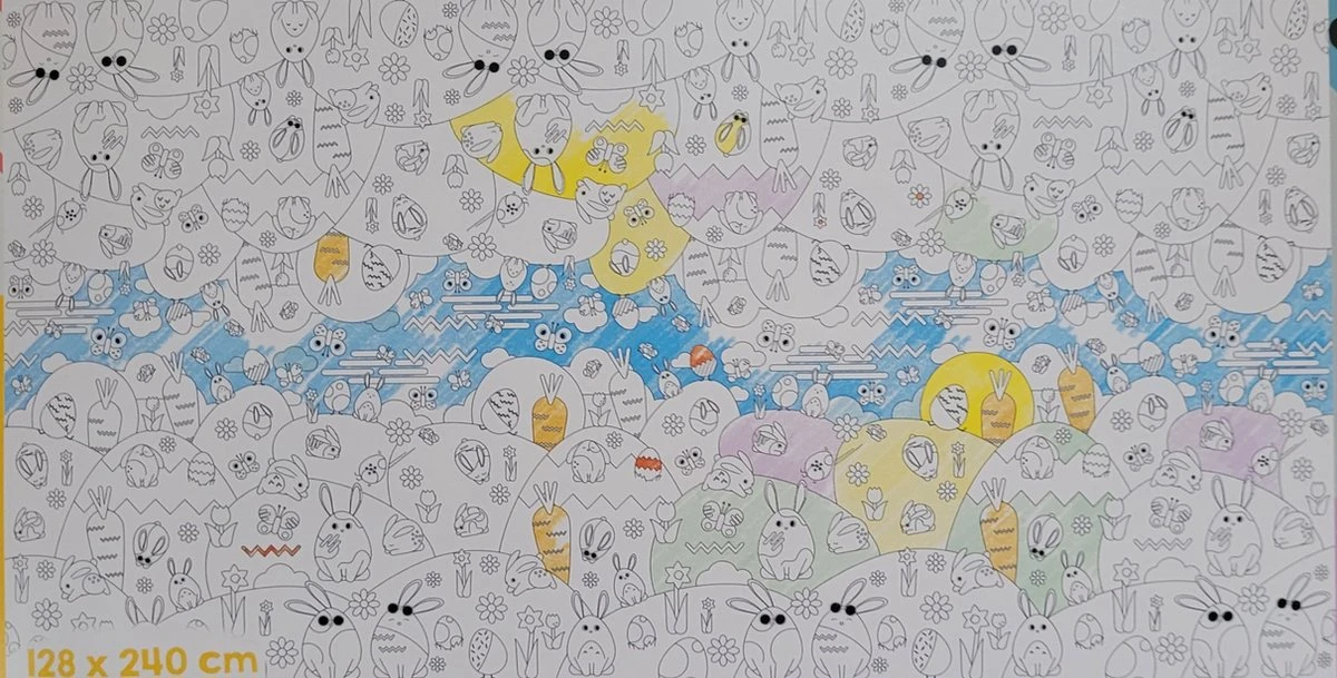 Merkloos Paas Inkleur Tafelkleed - Paaskleed Om In Te Kleuren Met Pasen - 128x240 Cm -leuk Voor Kinderen 4 Merkloos Paas Inkleur Tafelkleed - Paaskleed Om In Te Kleuren Met Pasen - 128x240 Cm -leuk Voor Kinderen - Afbeelding 2
