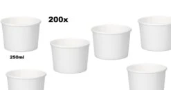 50x Soepbeker Karton 250ml Wit - Soep Beker Kom Salade Beker Festival Warme Dranken Maaltijd