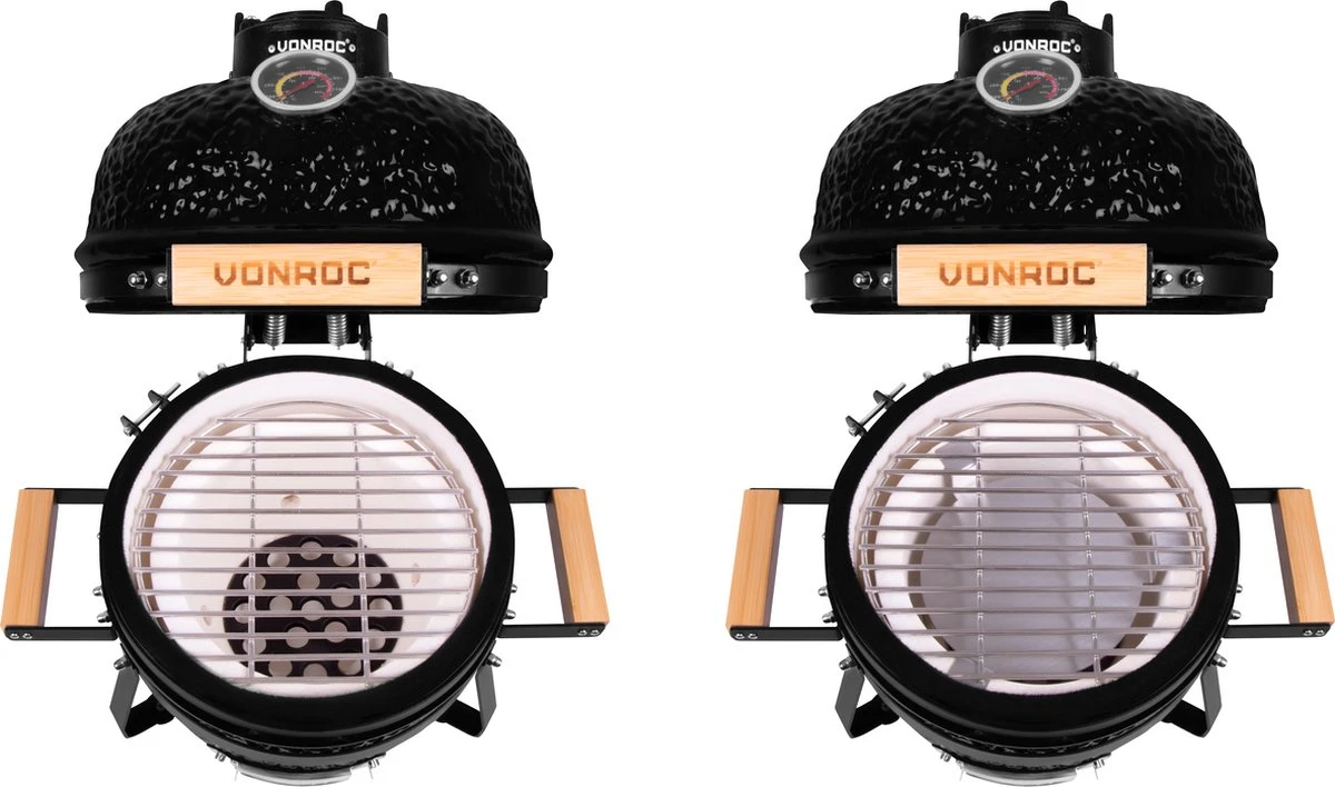 VONROC - BBQ - Kamado - 13 Inch - Ø27cm Kookoppervlak - Houtskoolbarbecue – Keramisch - Tafelmodel - Met Onderstel, Thermometer, Plate Setter & Regenhoes 4 VONROC - BBQ - Kamado - 13 Inch - Ø27cm Kookoppervlak - Houtskoolbarbecue – Keramisch - Tafelmodel - Met Onderstel, Thermometer, Plate Setter & Regenhoes - Afbeelding 2