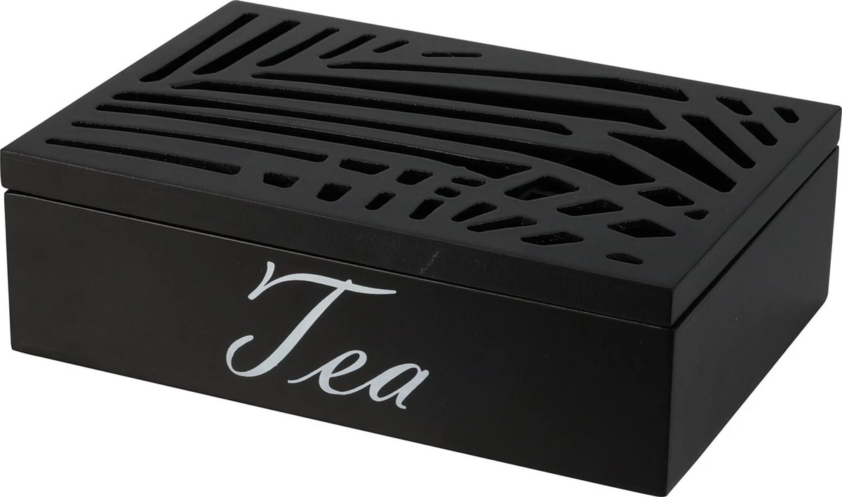 Excellent Houseware Theedoos - Zwart - 6-vaks - MDF - 24 X 16 X 7 Cm 3 Excellent Houseware Theedoos - Zwart - 6-vaks - MDF - 24 X 16 X 7 Cm