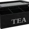 Merkloos Theekist - Zwart - Hout 9-Vaks - Glazen Deksel - Theedoos -Aigostar winkel 1200x791 3