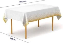 Merkloos Tafelkleed Pasen – Wit Tafelzeil Met Gouden Stippen – Oud & Nieuw - Nieuwjaar - Plastic Tafellaken – Verjaardag Feest Accessoires – Kerst Decoratie - Bruiloft Tafeldecoratie – Tafel Versiering - Wit Met Gouden Stippen - 274 X 137 Cm -Aigostar winkel 1200x816