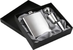 Merkloos RVS Heupfles Gift Set - Platvink - Zakflacon - Zakfles - Drankfles - Drankflacon Heupflesje - Incl. Trechter En Bekertjes