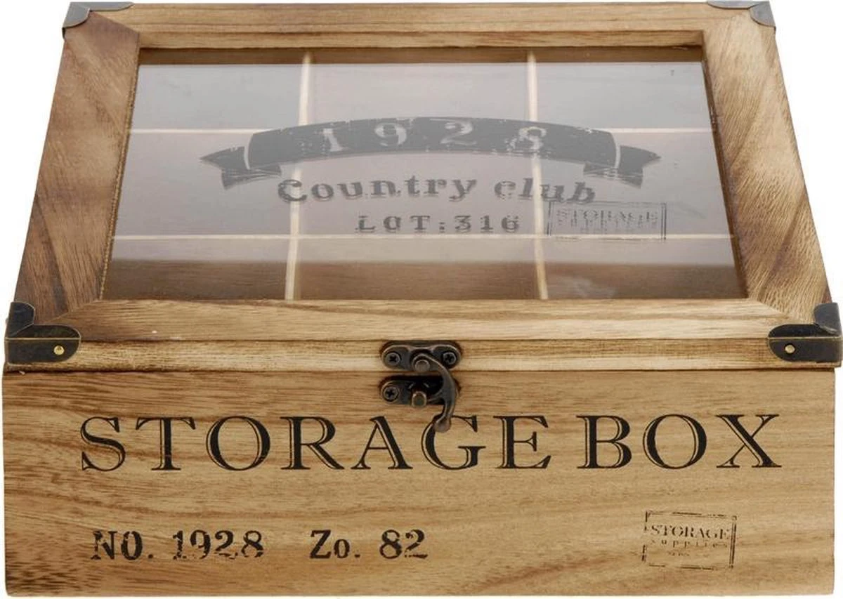 Merkloos Houten Theekist - 9-vaks Theedoos 6 Merkloos Houten Theekist - 9-vaks Theedoos - Afbeelding 4