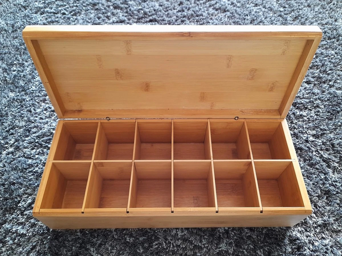 Theedoos Bamboe - Thee - 12 Vaks 6 Theedoos Bamboe - Thee - 12 Vaks - Afbeelding 4