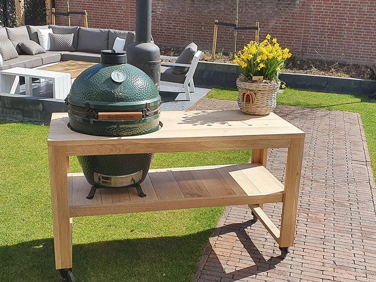BBQ Tafel - Geschikt Voor Big Green Large/Bastard Large/Bastard Large Urban/Yakiniku 19 Inch/Monolith Large - Eikenhout - 87 Cm 4 BBQ Tafel - Geschikt Voor Big Green Large/Bastard Large/Bastard Large Urban/Yakiniku 19 Inch/Monolith Large - Eikenhout - 87 Cm - Afbeelding 2
