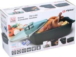 Alpina - Braadslede - Braadpan - Met Glazen Deksel - Aromaknop - 5,5 Liter - Zwart 31 Alpina - Braadslede - Braadpan - Met Glazen Deksel - Aromaknop - 5,5 Liter - Zwart -Aigostar winkel 1200x904 1