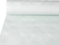 Damast Tafelkleed - 118cmx8m - Wit - Papier