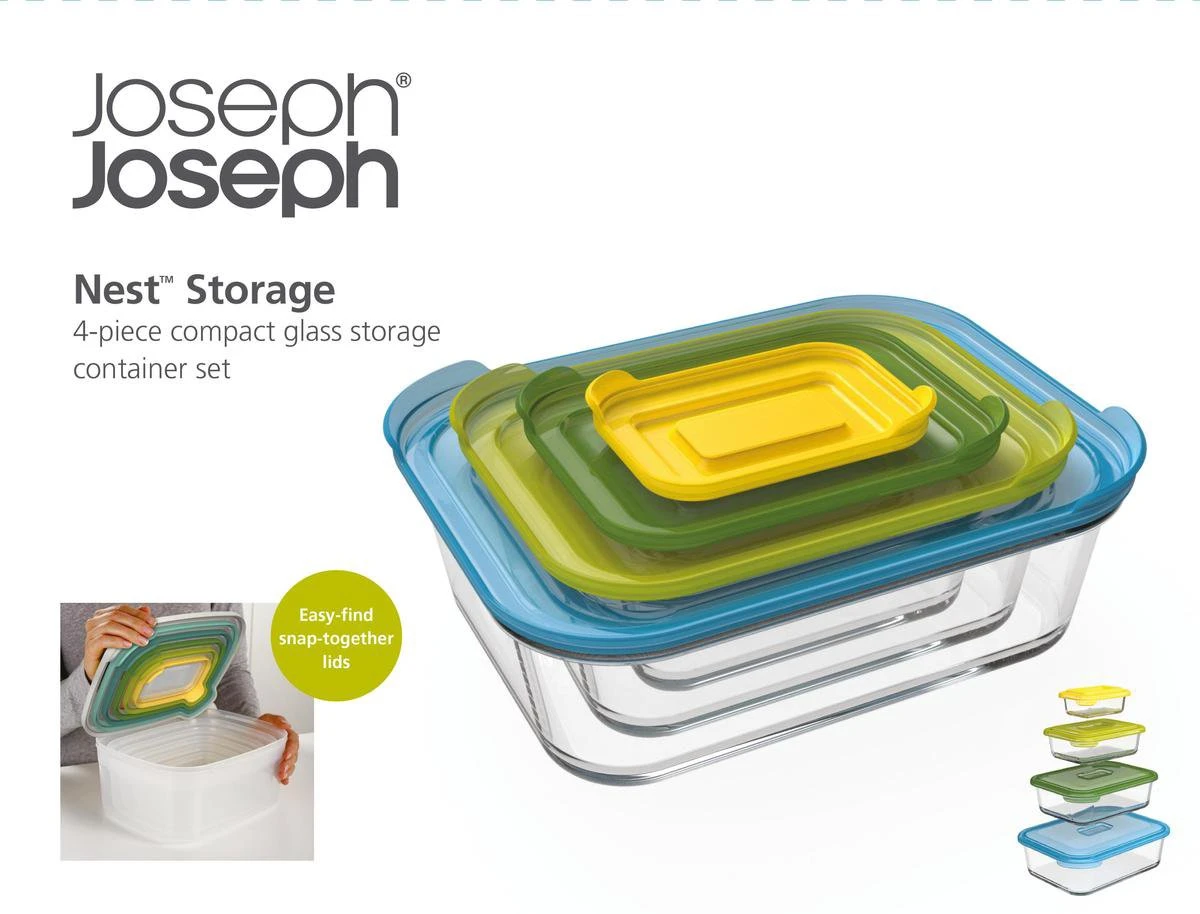 Joseph Joseph Nest Ovenschalen - Incl. Deksels - Glas - 4 Stuks 14 Joseph Joseph Nest Ovenschalen - Incl. Deksels - Glas - 4 Stuks - Afbeelding 12