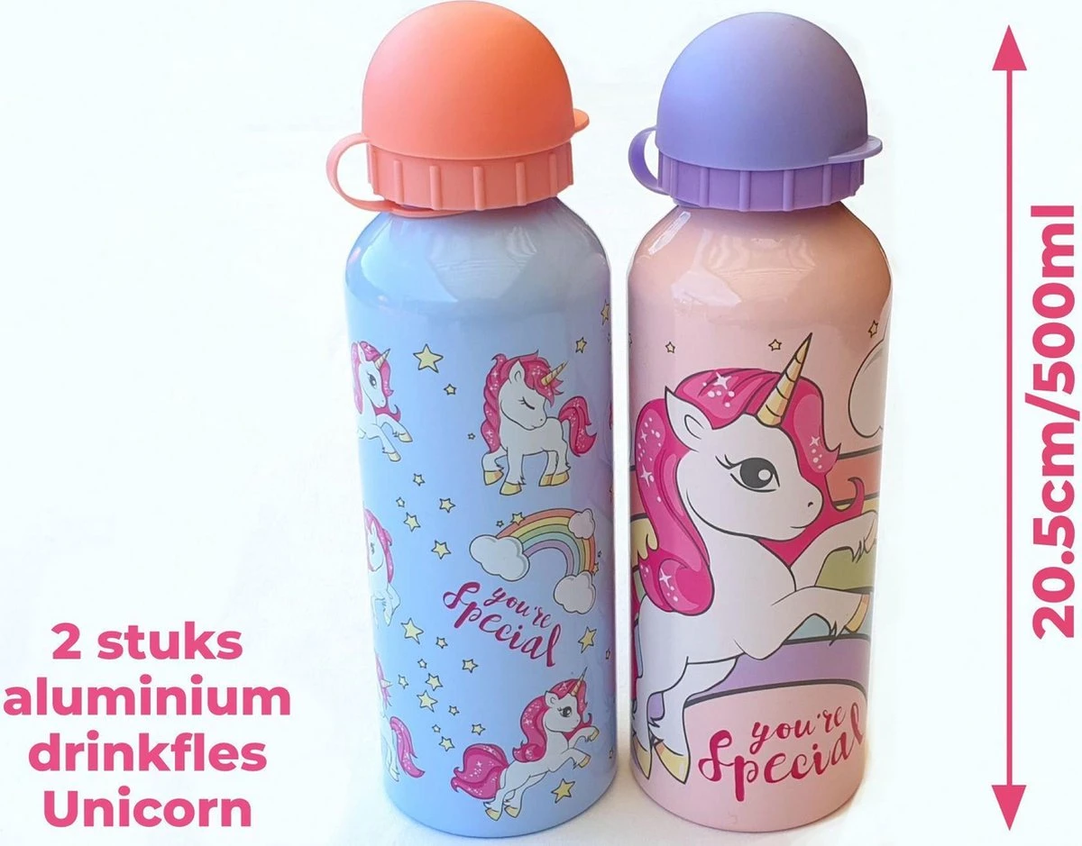 Drinkfles 2 Stuks Unicorn | Drinkflessen Eenhoorn Aluminium Kinderen | 500ml DB02 5 Drinkfles 2 Stuks Unicorn | Drinkflessen Eenhoorn Aluminium Kinderen | 500ml DB02 - Afbeelding 3