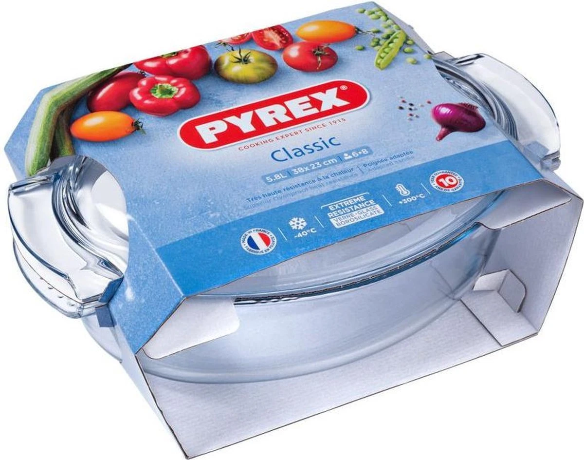 Pyrex - Classic Ovenschaal Ovaal Met Deksel 5,8 Liter - Transparant 3 Pyrex - Classic Ovenschaal Ovaal Met Deksel 5,8 Liter - Transparant