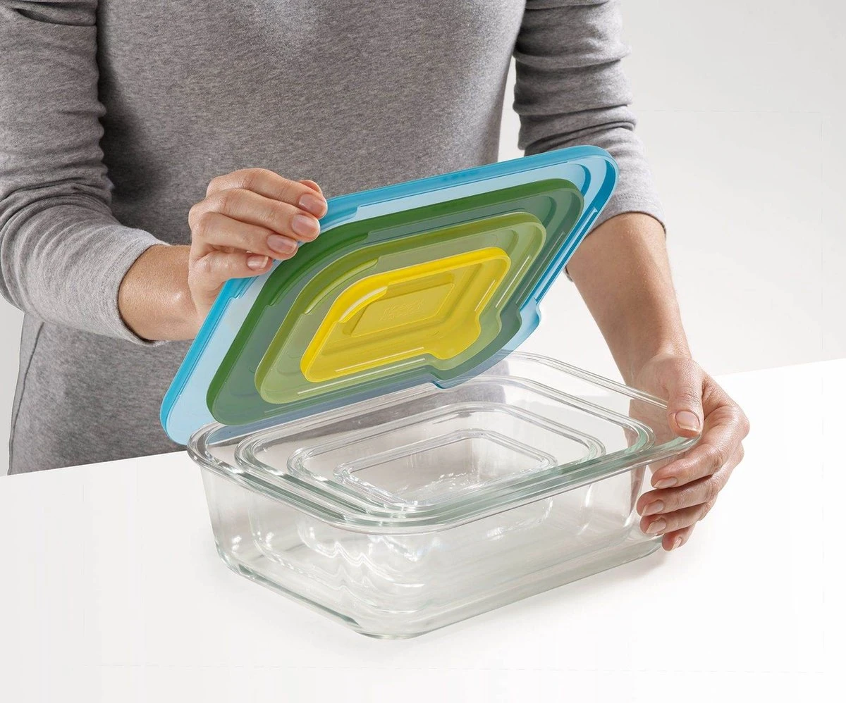 Joseph Joseph Nest Ovenschalen - Incl. Deksels - Glas - 4 Stuks 8 Joseph Joseph Nest Ovenschalen - Incl. Deksels - Glas - 4 Stuks - Afbeelding 6