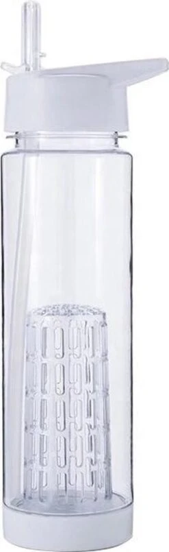 Merkloos Lacardia - Waterfles Met Fruitfilter En Rietje - 700 Ml - Wit