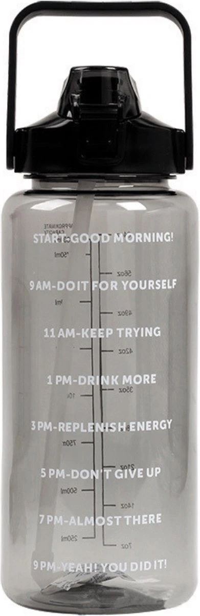 Merkloos Waterfles - Drinkfles - Bidon - Waterfles Met Tijdmarkeringen - Motivatie Waterfles - Waterfles & Drinkfles & Bidon 2 Liter - Drinkfles & Waterfles Met Rietje - Drinkfles Kinderen & Volwassenen - Grote Waterfles | Zwart, 2 Liter 3 Merkloos Waterfles - Drinkfles - Bidon - Waterfles Met Tijdmarkeringen - Motivatie Waterfles - Waterfles & Drinkfles & Bidon 2 Liter - Drinkfles & Waterfles Met Rietje - Drinkfles Kinderen & Volwassenen - Grote Waterfles | Zwart, 2 Liter