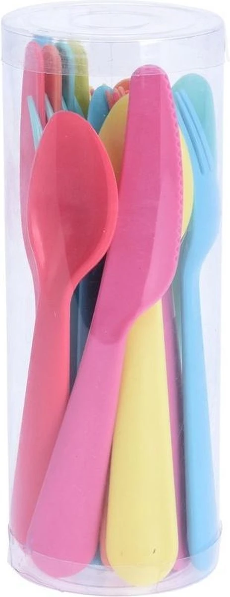 Merkloos 18x Gekleurd Bestek Kunststof 16 Cm - Campingservies/picknickservies 3 Merkloos 18x Gekleurd Bestek Kunststof 16 Cm - Campingservies/picknickservies