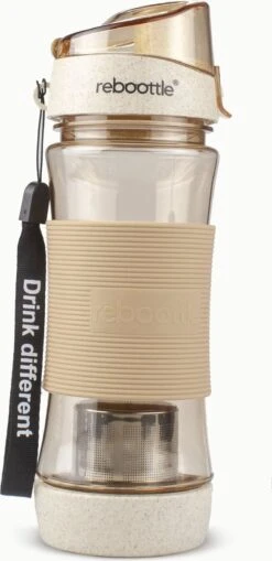 Reboottle - Tea - Drinkfles Met Theefilter - Thee Infuser - Theefles - 450ml - Beige