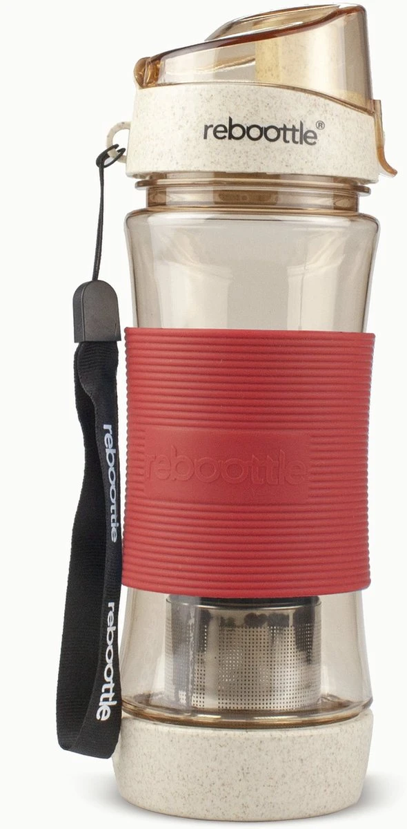 Reboottle - Tea - Drinkfles Met Theefilter - Thee Infuser - Theefles - 450ml - Beige/Rood 3 Reboottle - Tea - Drinkfles Met Theefilter - Thee Infuser - Theefles - 450ml - Beige/Rood
