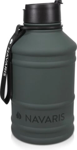 Navaris Waterfles Van Roestvrij Staal - Drinkfles - 2L - Extra Grote Roestvrijstalen Fles Met Drinkdop - Ideaal Tijdens Het Sporten - BPA-vrij -Aigostar winkel 617x1200 1