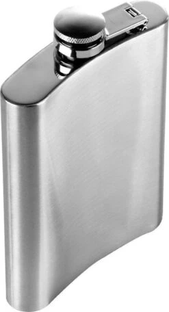 Merkloos Premium RVS Heupfles Met Schroefdop - 200 Ml - 12x9cm