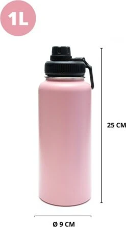 Drinkfles - Pastel Pink - 1 Liter - Extra Dop Met Rietje & Drinktuit - Waterfles Met Rietje - Isoleerfles - BPA Vrij - Lekvrij -Aigostar winkel 667x1200 1