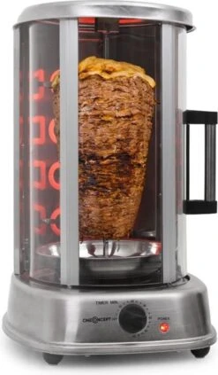 OneConcept Kebab Master Pro Grill Tafelblad Electrisch Roestvrijstaal
