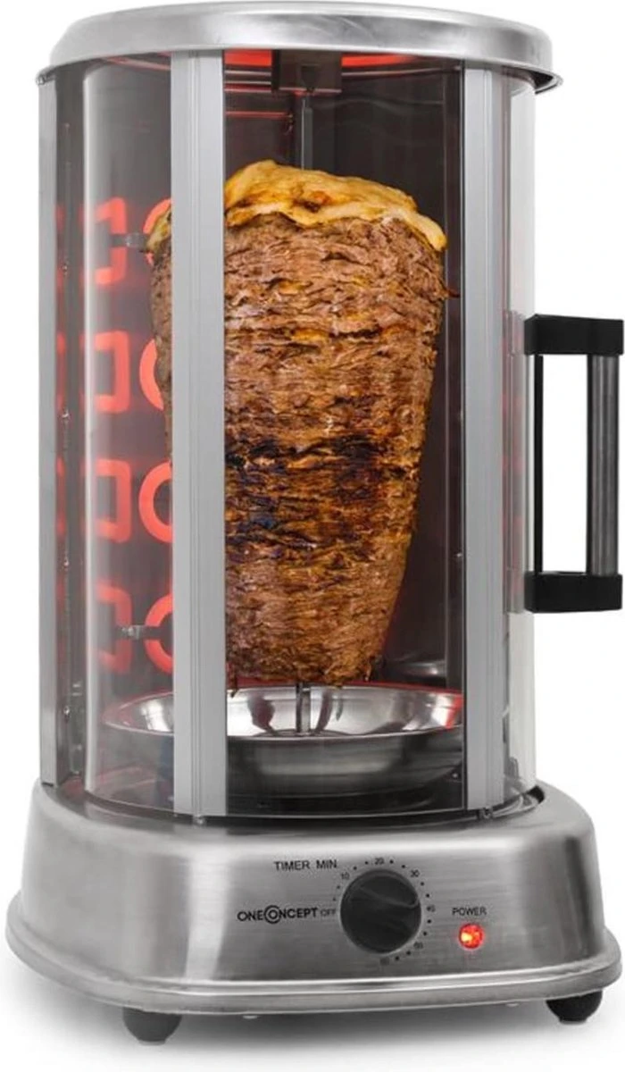OneConcept Kebab Master Pro Grill Tafelblad Electrisch Roestvrijstaal 3 OneConcept Kebab Master Pro Grill Tafelblad Electrisch Roestvrijstaal