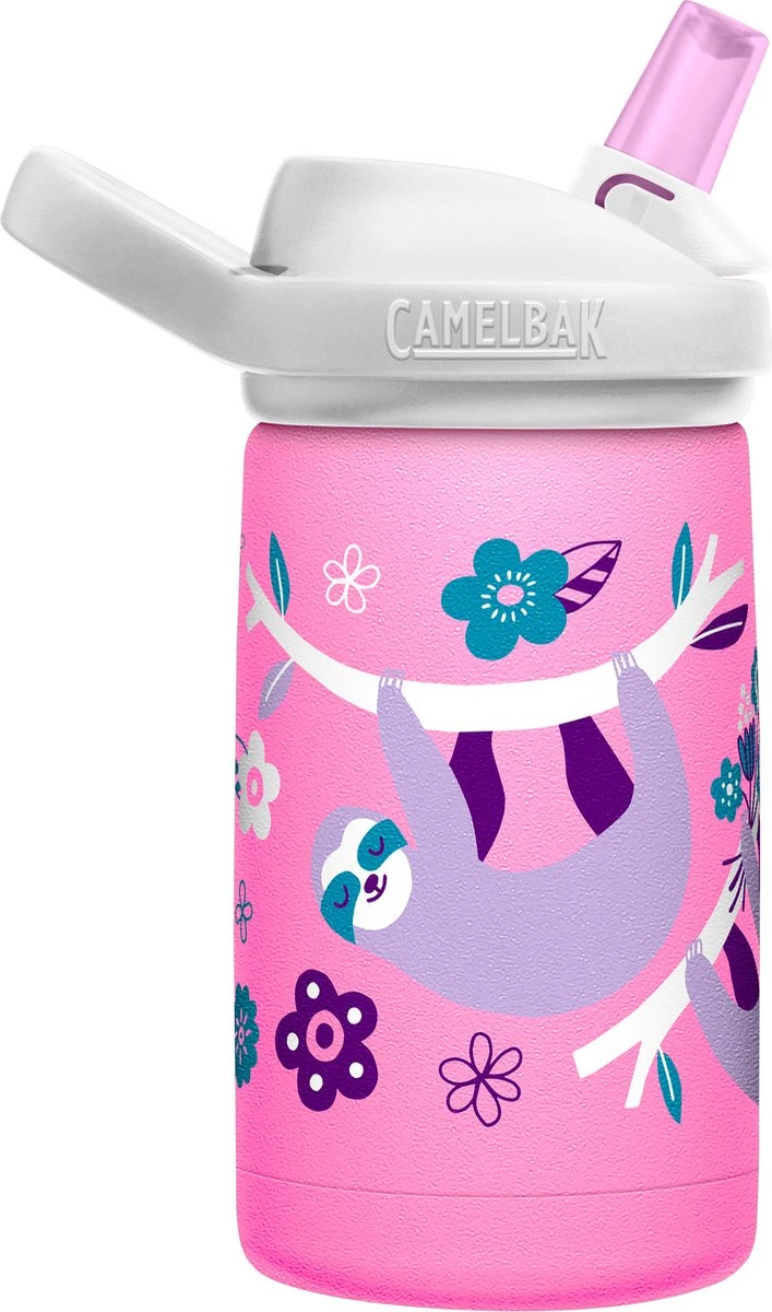 CamelBak Eddy+ Kids SST Vacuum Insulated - Isolatie Drinkfles - 350 Ml - Roze (Flowerchild Sloth) 3 CamelBak Eddy+ Kids SST Vacuum Insulated - Isolatie Drinkfles - 350 Ml - Roze (Flowerchild Sloth)