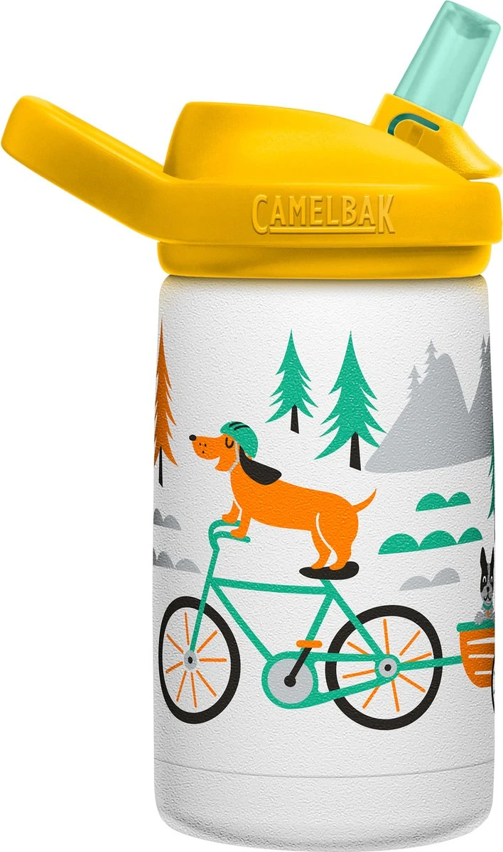 CamelBak Eddy+ Kids SST Vacuum Insulated - Isolatie Drinkfles - 350 Ml - Wit (Biking Dogs) 3 CamelBak Eddy+ Kids SST Vacuum Insulated - Isolatie Drinkfles - 350 Ml - Wit (Biking Dogs)