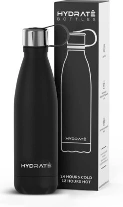 HYDRATE Super Geïsoleerde Drinkfles Roestvrij Staal Thermos 500ml - BPA Vrij, Vacuüm Drinkfles - 24 Uur Koud & 12 Uur Heet Waterfles - Voor Mannen, Vrouwen & Volwassenen