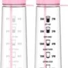 HYDRATE 900ml Drinkfles Met Tijdmarkeringen - Sport Waterfles Met Rietje, BPA-vrije Drinkfles Rietje Van Tritan Ideaal Voor Sportschool, Kantoor, Wandelen, Fitness, Sportfles (Zacht Roze) -Aigostar winkel 764x1200 2