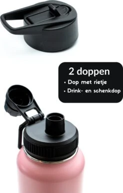 Drinkfles - Pastel Pink - 1 Liter - Extra Dop Met Rietje & Drinktuit - Waterfles Met Rietje - Isoleerfles - BPA Vrij - Lekvrij -Aigostar winkel 766x1200 2