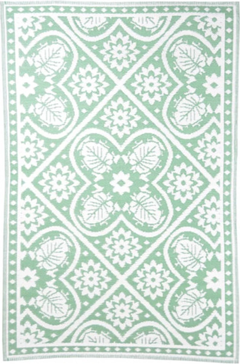 Esschert Design Buitenkleed 182x122 Cm Groen En Wit 5 Esschert Design Buitenkleed 182x122 Cm Groen En Wit - Afbeelding 3