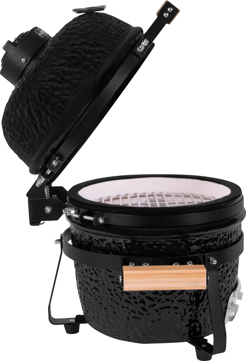 VONROC - BBQ - Kamado - 13 Inch - Ø27cm Kookoppervlak - Houtskoolbarbecue – Keramisch - Tafelmodel - Met Onderstel, Thermometer, Plate Setter & Regenhoes 5 VONROC - BBQ - Kamado - 13 Inch - Ø27cm Kookoppervlak - Houtskoolbarbecue – Keramisch - Tafelmodel - Met Onderstel, Thermometer, Plate Setter & Regenhoes - Afbeelding 3