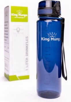 Waterfles 1 Liter Vaatwasserbestendig - Lekvrije 1L Drinkfles - Volwassenen & Kinderen - Sport Bidon Drinkbus - Donkerblauw - King Mungo -Aigostar winkel 832x1200 2