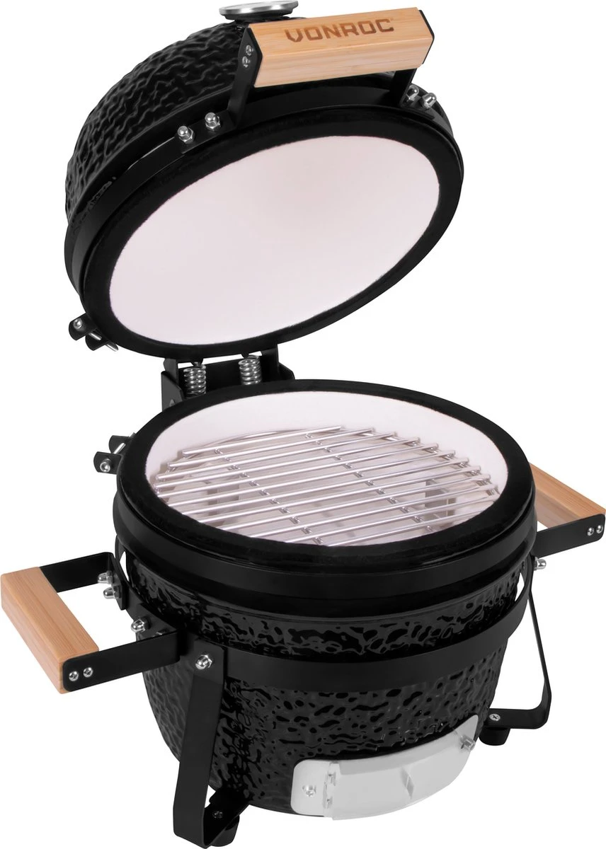 VONROC - BBQ - Kamado - 13 Inch - Ø27cm Kookoppervlak - Houtskoolbarbecue – Keramisch - Tafelmodel - Met Onderstel, Thermometer, Plate Setter & Regenhoes 15 VONROC - BBQ - Kamado - 13 Inch - Ø27cm Kookoppervlak - Houtskoolbarbecue – Keramisch - Tafelmodel - Met Onderstel, Thermometer, Plate Setter & Regenhoes - Afbeelding 13