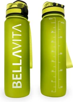 BELLAVITA Drinkfles - Groen - Waterfles - Drinkfles Volwassenen - Drinkfles Kinderen - Drinkfles 1 Liter - Fles - 1 Liter - 1000ml - Tritan - Fruitfilter- BPA-vrij - 100% Lekvrij
