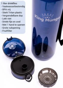 Waterfles 1 Liter Vaatwasserbestendig - Lekvrije 1L Drinkfles - Volwassenen & Kinderen - Sport Bidon Drinkbus - Donkerblauw - King Mungo -Aigostar winkel 859x1200 1
