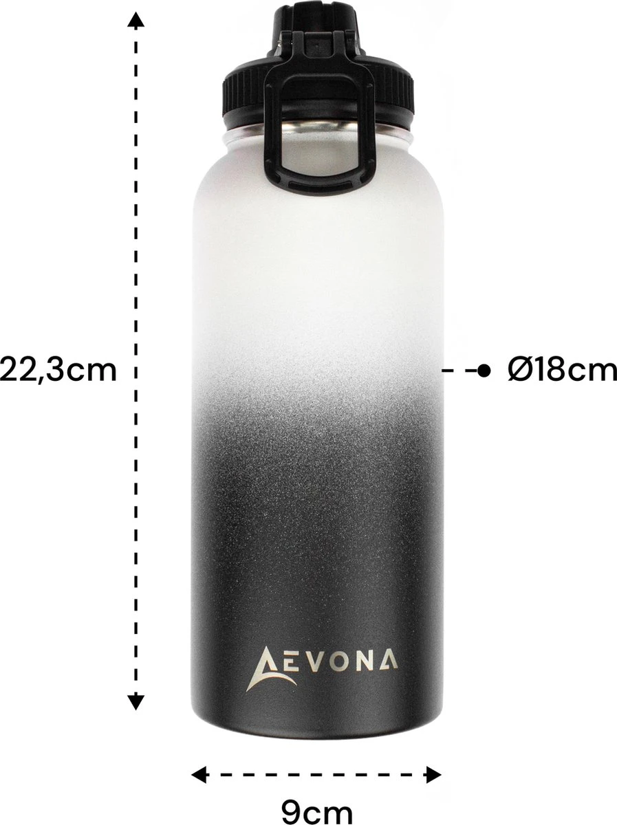 Aevona Waterfles Met Rietje - Thermosfles - Incl 2 Doppen - RVS - 1 Liter 5 Aevona Waterfles Met Rietje - Thermosfles - Incl 2 Doppen - RVS - 1 Liter - Afbeelding 3