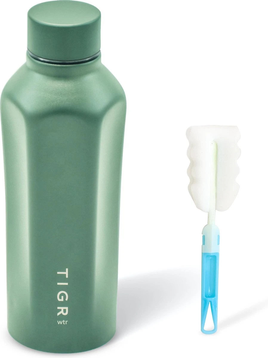 TIGR Hexagon - Drinkfles - Thermosfles - RVS - 500ml - Groen - Met Afwasborstel 3 TIGR Hexagon - Drinkfles - Thermosfles - RVS - 500ml - Groen - Met Afwasborstel