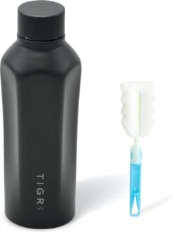 TIGR Hexagon - Drinkfles - Thermosfles - RVS - 500ml - Zwart - Met Afwasborstel 9 TIGR Hexagon - Drinkfles - Thermosfles - RVS - 500ml - Zwart - Met Afwasborstel -Aigostar winkel 898x1200