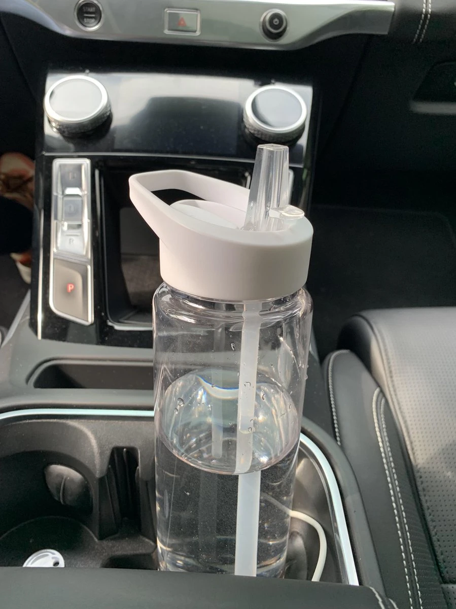 Merkloos Waterfles Met Rietje - 700ML - Drinkfles - Transparant- Wit 5 Merkloos Waterfles Met Rietje - 700ML - Drinkfles - Transparant- Wit - Afbeelding 3