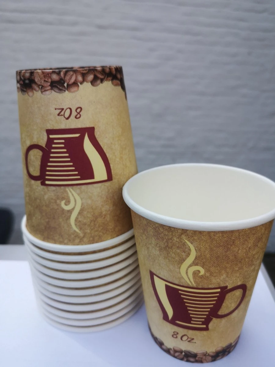 Kartonnen Beker 200ml -8 Oz - 100 Stuks- Recyclable Wegwerp Papieren Bekers - Coffee Cups 4 Kartonnen Beker 200ml -8 Oz - 100 Stuks- Recyclable Wegwerp Papieren Bekers - Coffee Cups - Afbeelding 2