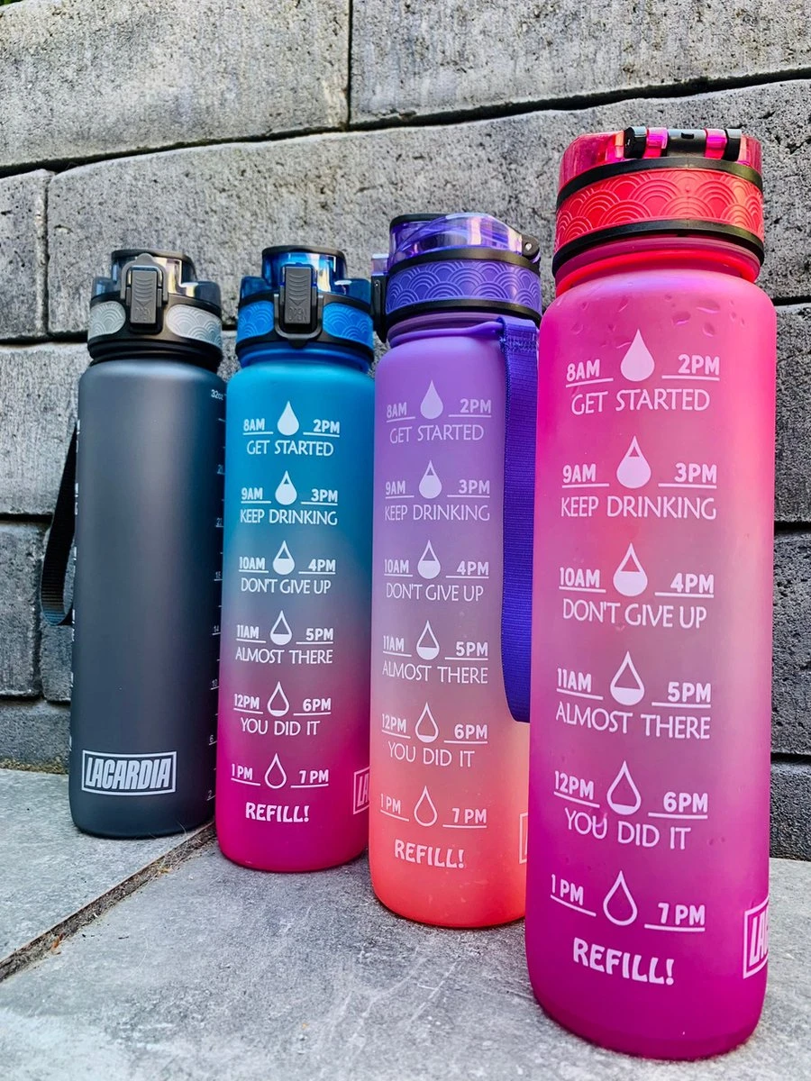 LaCardia Motivatie Waterfles Paars Oranje- 1 Liter Drinkfles - Waterfles Met Tijdmarkering - Paars Oranje 10 LaCardia Motivatie Waterfles Paars Oranje- 1 Liter Drinkfles - Waterfles Met Tijdmarkering - Paars Oranje - Afbeelding 8
