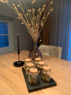 Theeplank Black Edition Met 6 Potjes En Houten Lepel Voor Thee Theeplateau ( Vervanger Van Theedoos ) MeubelZwagerij -Aigostar winkel 900x1200 24