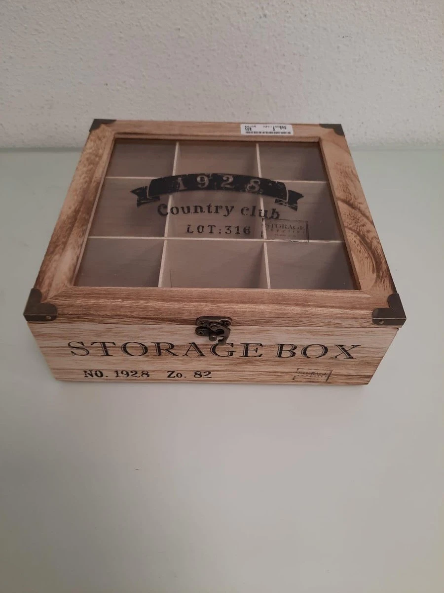 Merkloos Houten Theekist - 9-vaks Theedoos 7 Merkloos Houten Theekist - 9-vaks Theedoos - Afbeelding 5