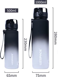 Sport & Outdoor Drinkfles, Waterfles, Sportfles, 500 Ml, Zwart/Wit (Nieuwe Editie), Tritan, BPA-vrij, Gym, Loop, Wandel, Yoga, Tennis, Voetbal, Gift, Cadeau, Miracle Shop -Aigostar winkel 904x1200