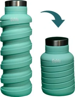 EasyFold® - Foldy - Opvouwbare Drinkfles - 600 ML - Sea Blauw - Sportfles - Drinkbeker - Duurzaam - Reizen - Waterfles - Milieuvriendelijk - Cadeau