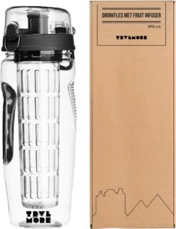 Merkloos Waterfles - Drinkfles - Waterfles Met Fruit Infuser – Zwart - 900ML -Aigostar winkel 921x1200