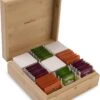 Theedoos Van ZENZYTEA® - Bamboe - Theedoos 9 Vaks - Inclusief 3 Theeblikken Voor Losse Thee - Geschikt Voor Grote & Kleine Theezakjes - Vierkant - Grote Vakken - Luxe Verpakking - Cadeau -Aigostar winkel 925x1200